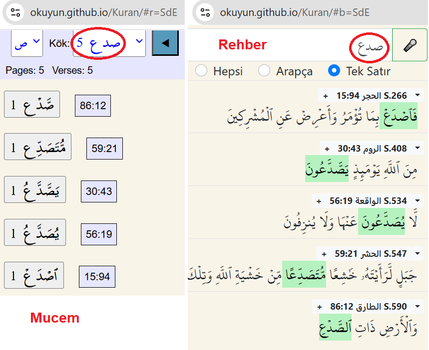 Görsel: Iqra içinde sad–dal–'ayn kökü